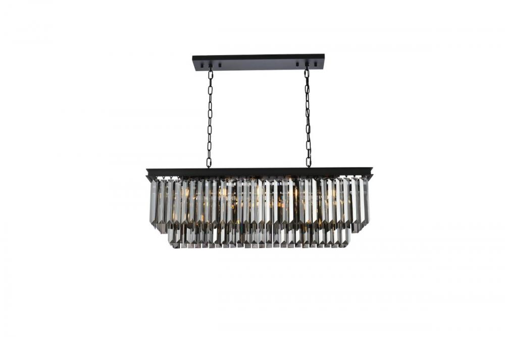 Sydney 12 Light Matte Black Chandelier Silver Shade (Grey) Royal Cut Crystal