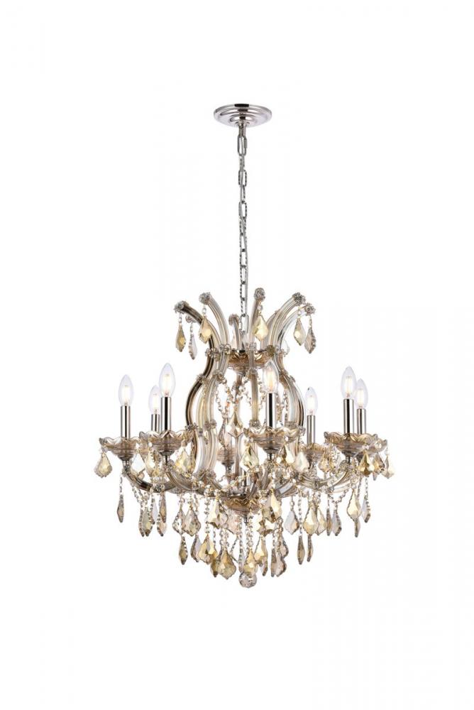 Maria Theresa 9 Light Golden Teak Chandelier Golden Teak (Smoky) Royal Cut Crystal