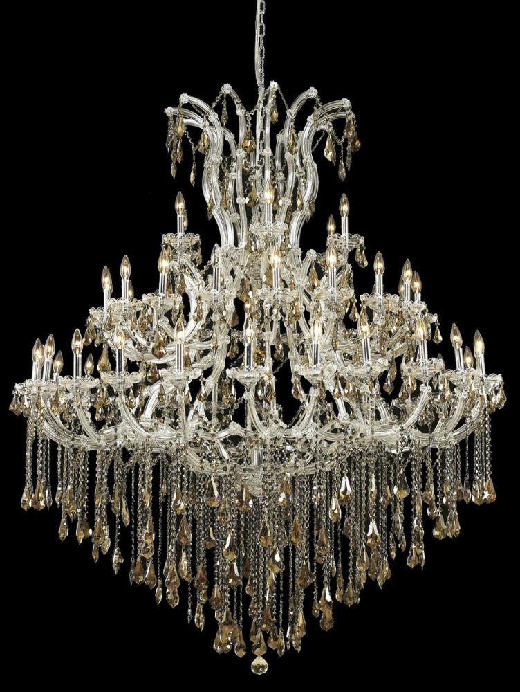 Maria Theresa 49 Light Chrome Chandelier Golden Teak (Smoky) Royal Cut Crystal