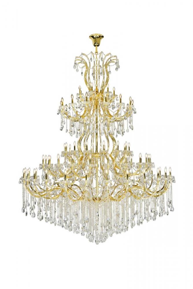 Maria Theresa 84 Light Gold Chandelier with Clear Tear Drop Crystals Clear Royal Cut Crystal