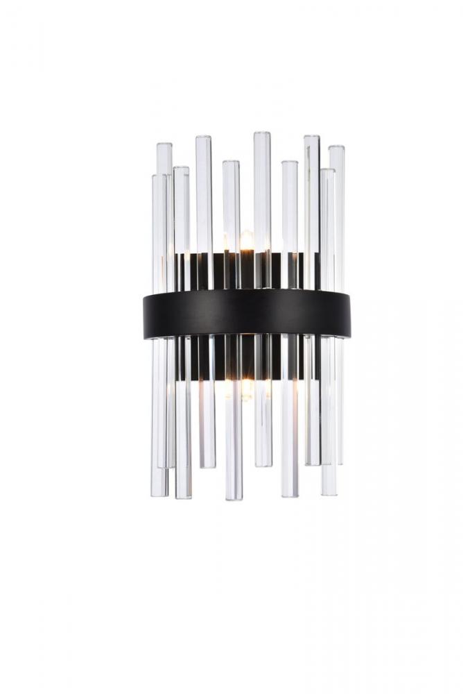 Dallas 8 Inch Crystal Bath Sconce in Black