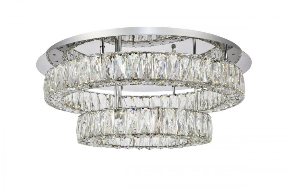 Monroe LED Light Chrome Flush Mount Clear Royal Cut Crystal