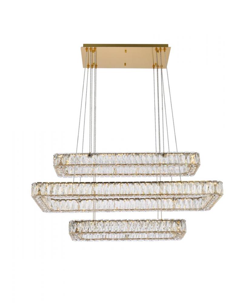 Monroe 42 Inch LED Triple Rectangle Pendant in Gold