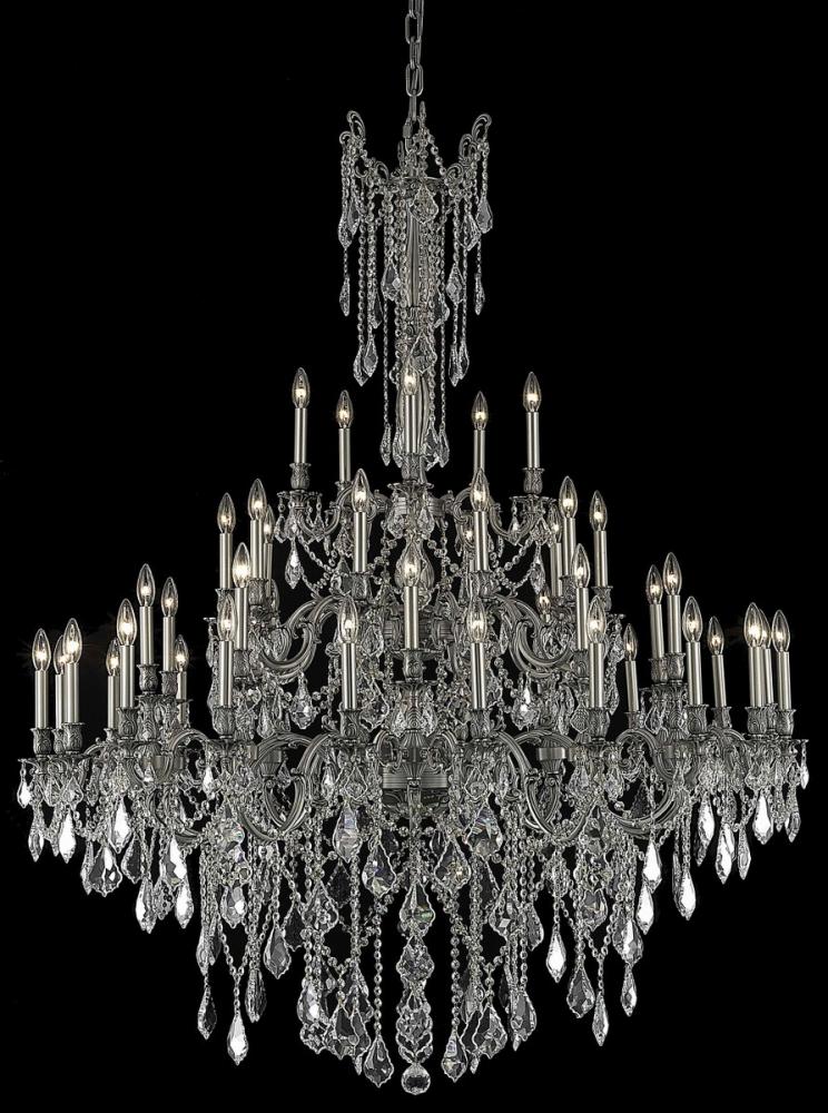 Rosalia 45 Light Pewter Chandelier Golden Teak (Smoky) Royal Cut Crystal