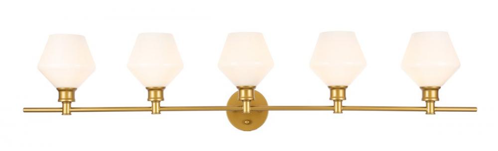 Gene 5 light Brass and Frosted white glass Wall sconce