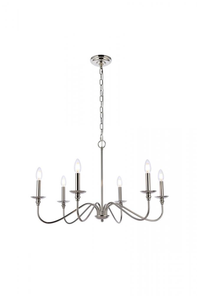 Rohan 30 inch chandelier in polished nickel