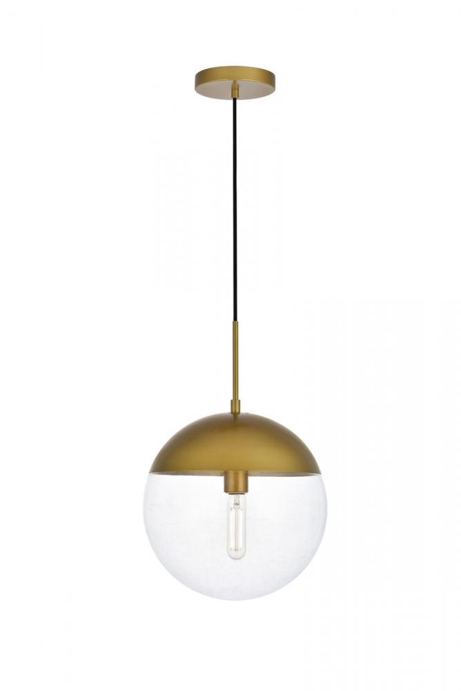 Eclipse 1 Light Brass Pendant with Clear Glass