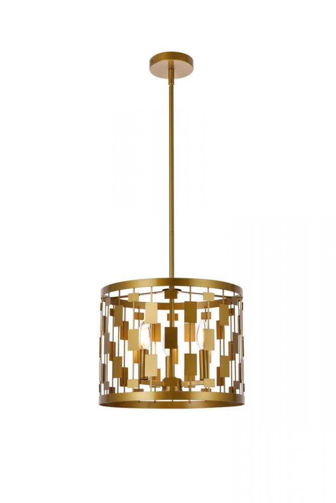 Levante 3 lights pendant in brass