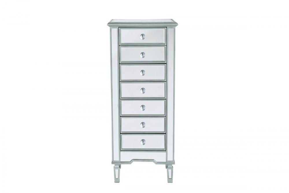 Lingerie Chest 7 drawers 20in. W x 15in. D x 48in. H in antique silver paint