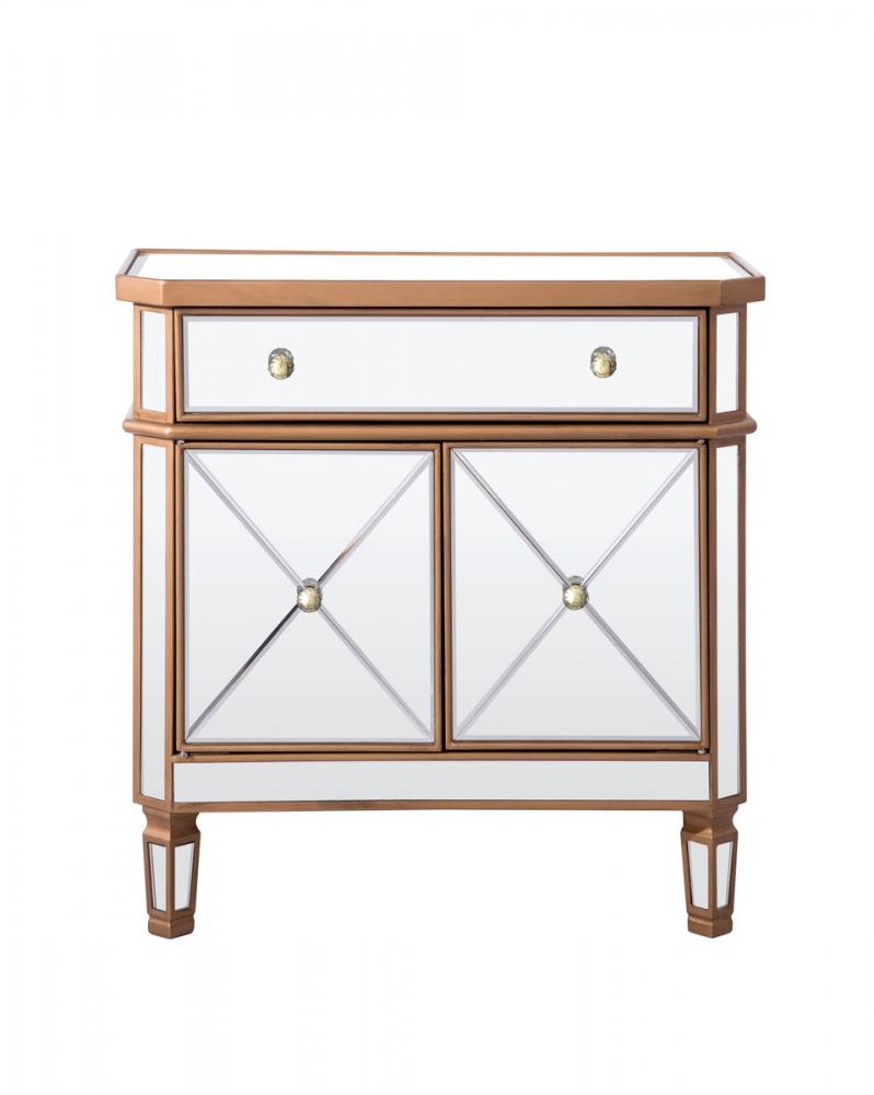 1 Drawer 2 Door Cabinet 32 in. x 16 in. x 32 in. in Gold Clear