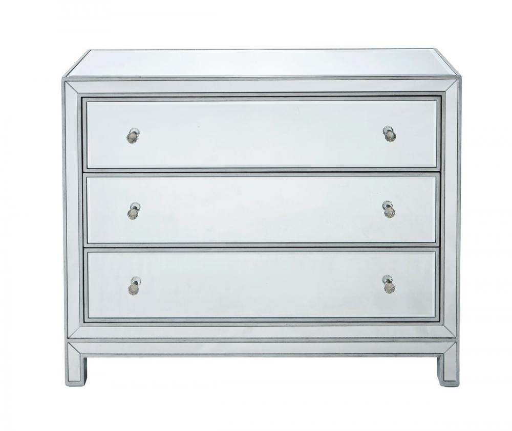 Chest 3 drawers 40in. W x 16in. D x 32in. H in antique silver paint