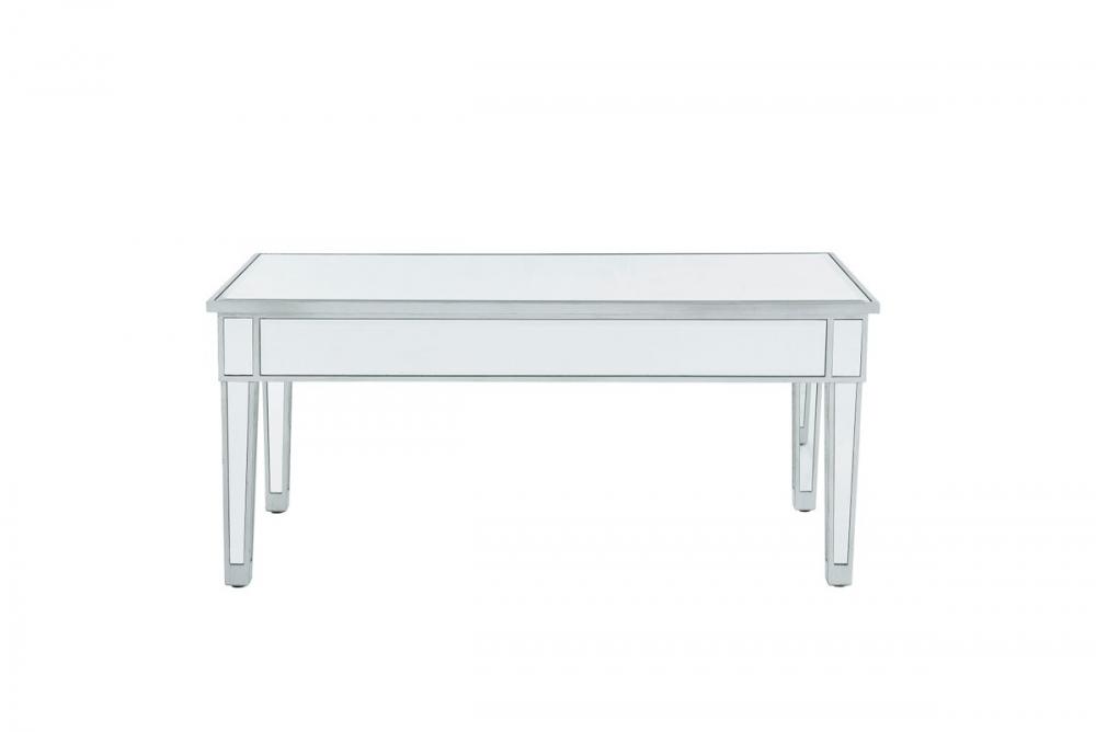 coffee table 40in. W x 20in. D x 18in. H in antique silver paint