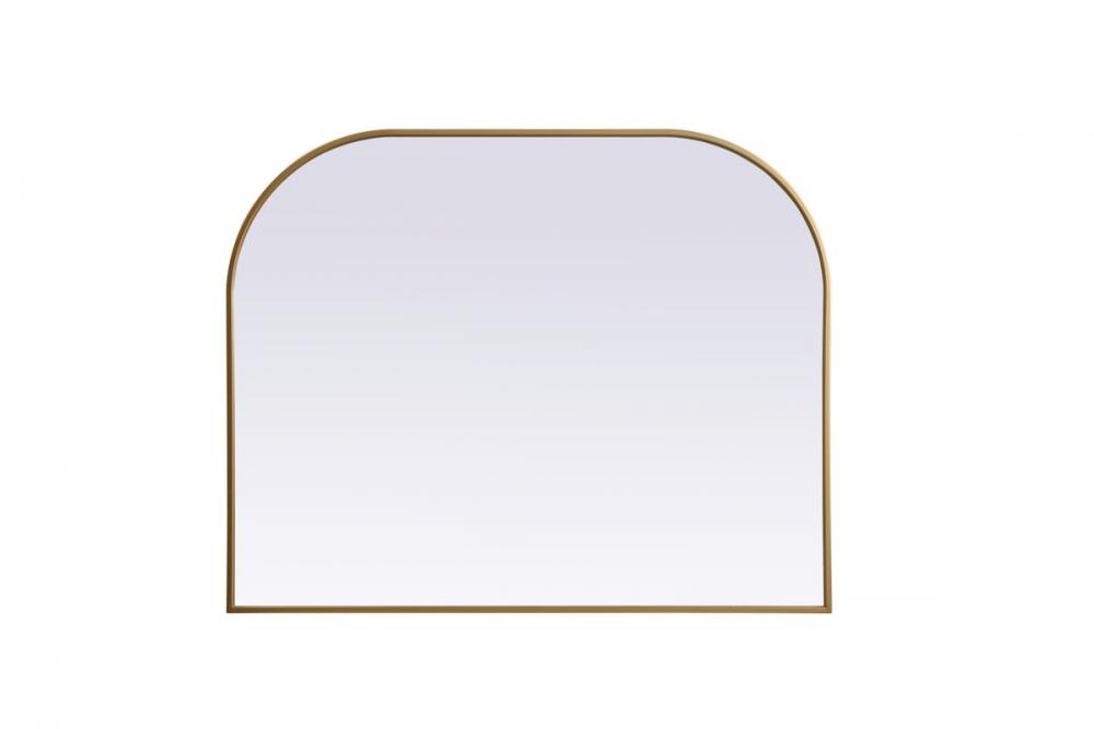 Metal Frame Arch Mirror 42x34 Inch in Brass