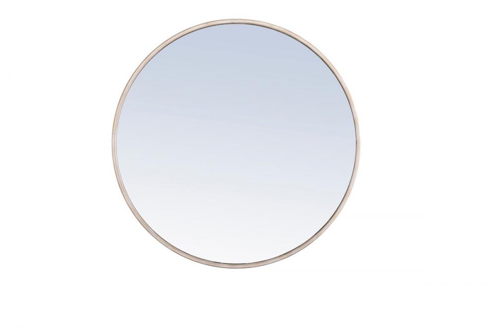 Metal Frame Round Mirror 24 Inch Silver Finish