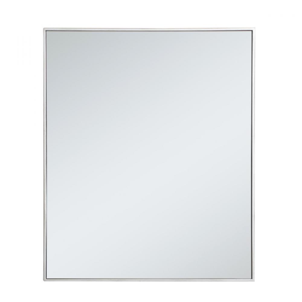 Metal Frame Rectangle Mirror 30 Inch in Silver