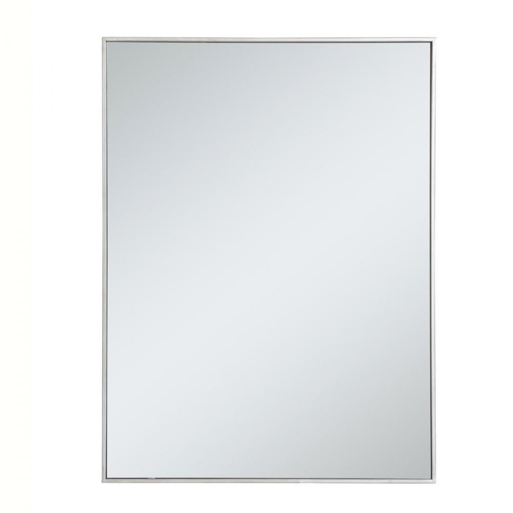 Metal Frame Rectangle Mirror 30 Inch in Silver