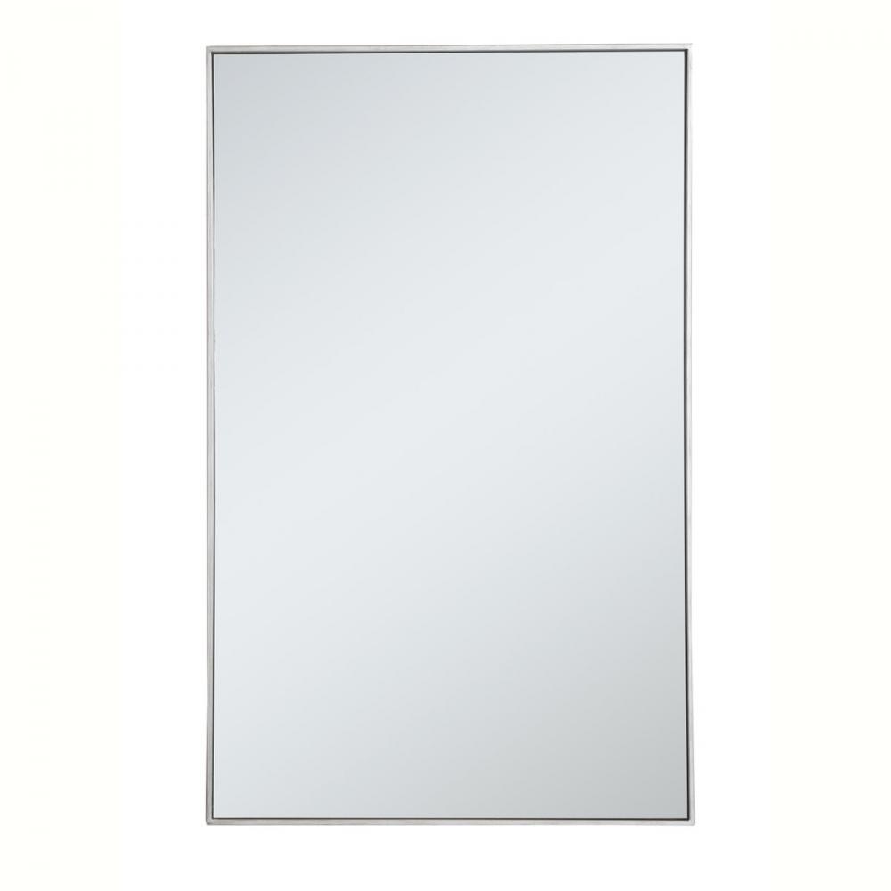 Metal frame rectangle mirror 30 inch in silver