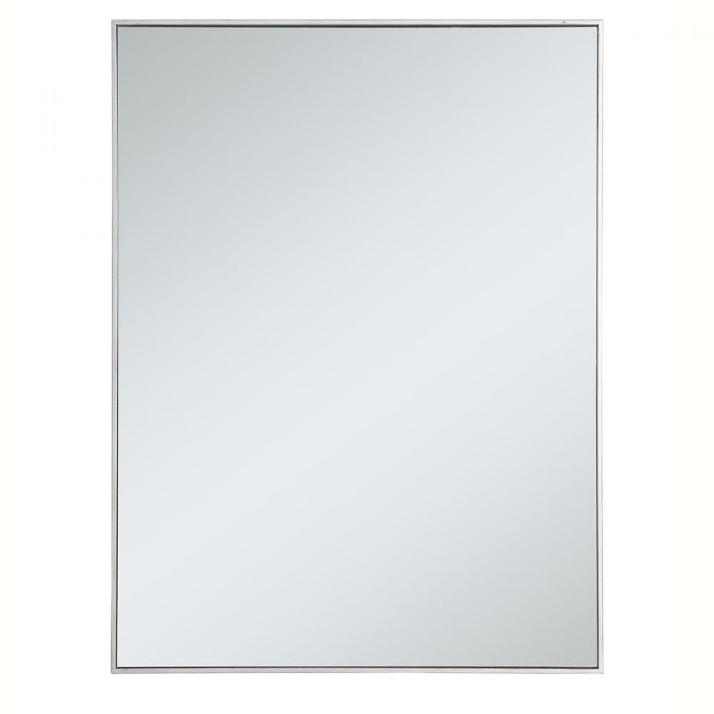 Metal frame rectangle mirror 36 inch in silver