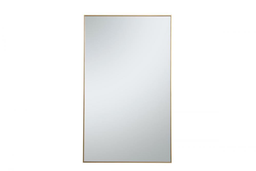 Metal Frame Rectangle Mirror 36 Inch in Brass