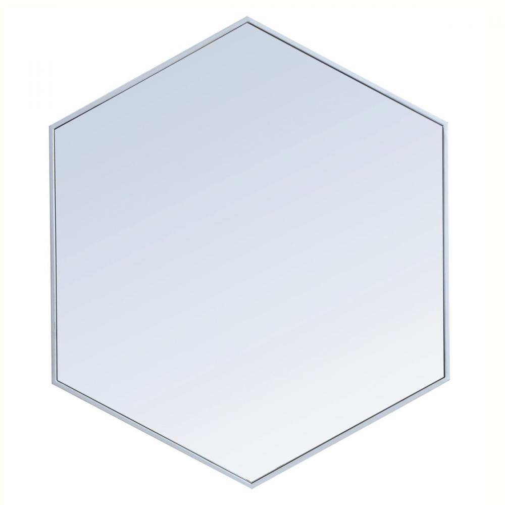 Metal Frame HexAgon Mirror 38 Inch in Silver