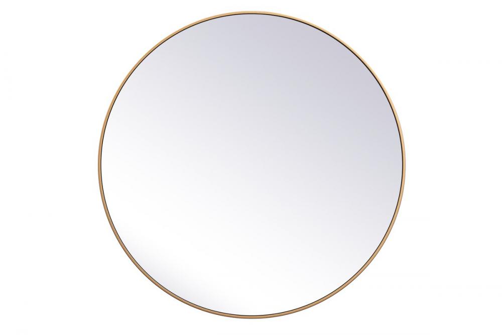 Metal Frame Round Mirror 45 Inch in Brass