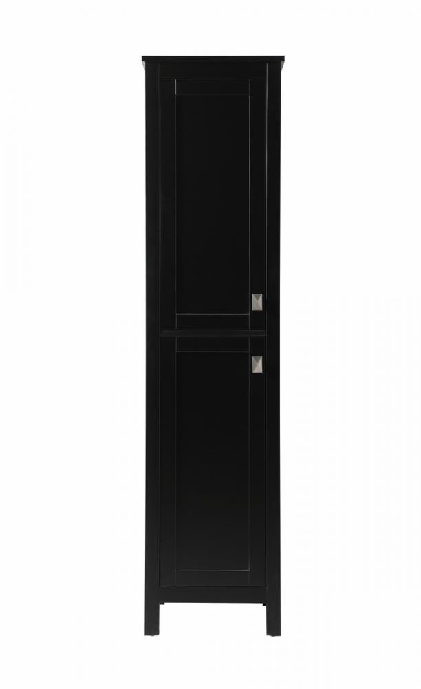 16 Inch Wide Bathroom Linen Storage Freestanding Cabinet In Black