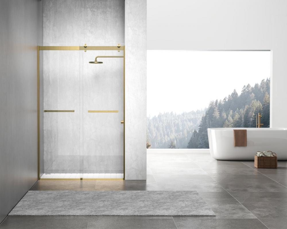 Frameless Shower Door 48x76 Brushed Gold