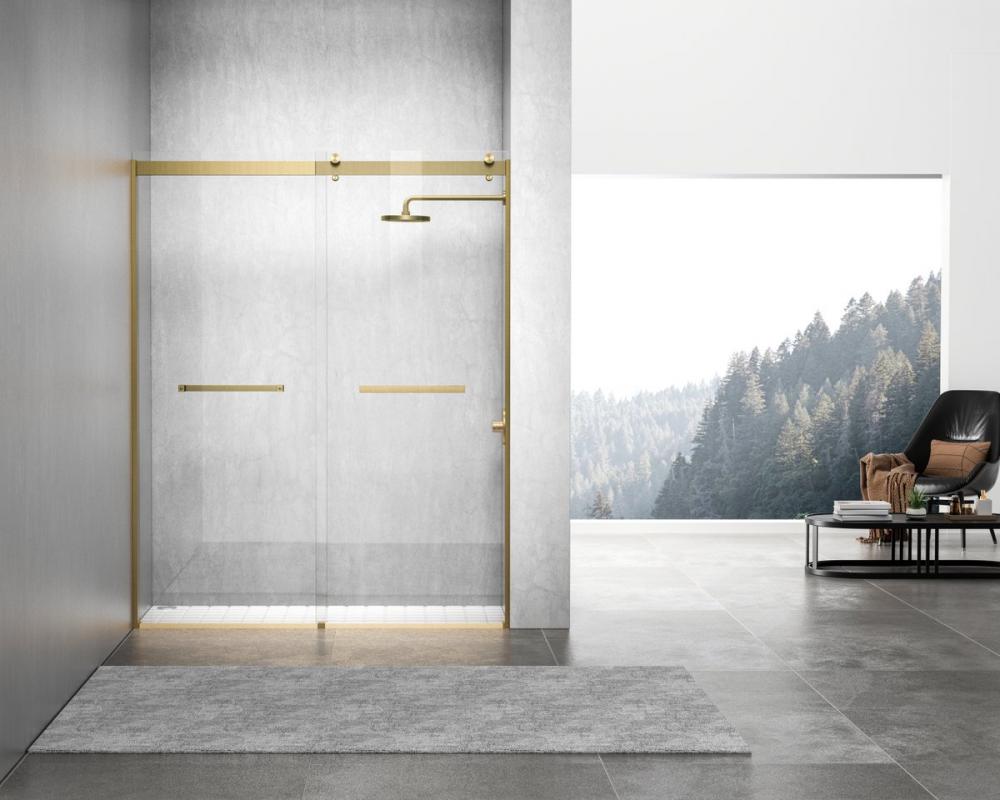 Frameless Shower Door 60x76 Brushed Gold