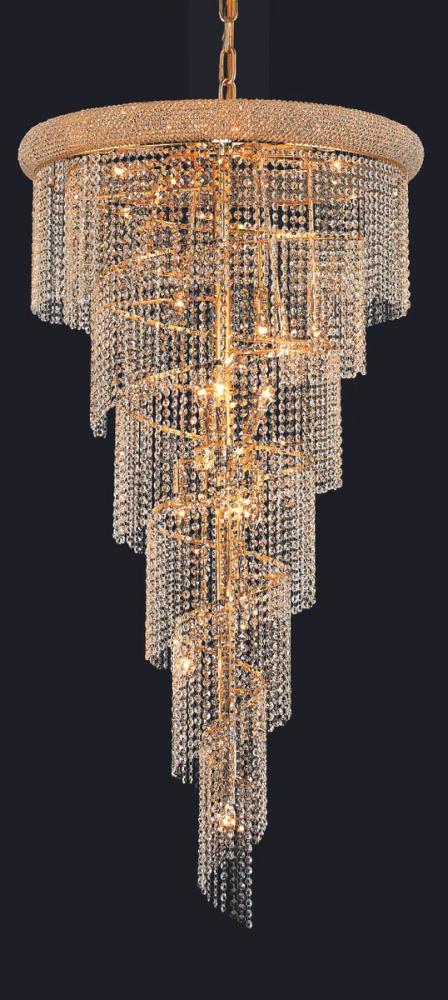 Spiral 22 Light Gold Chandelier Clear Royal Cut Crystal