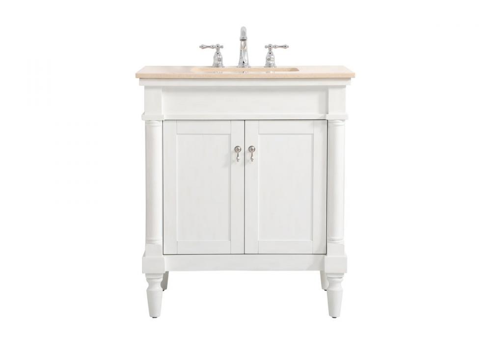 30 Inch Single Bathroom Vanity in Antique White