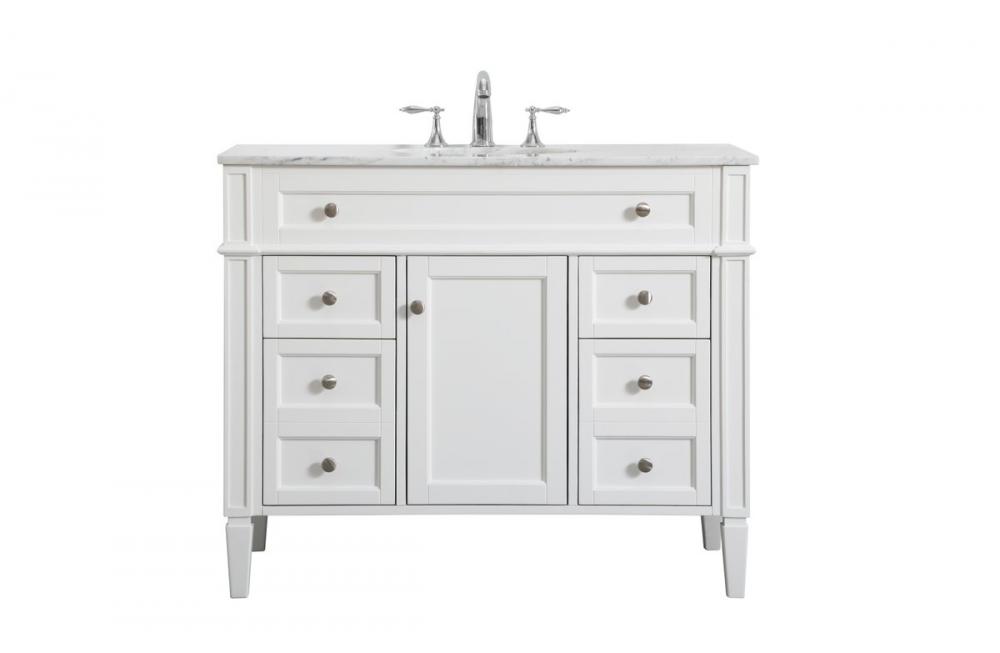 42 inch Single bathroom vanity in white