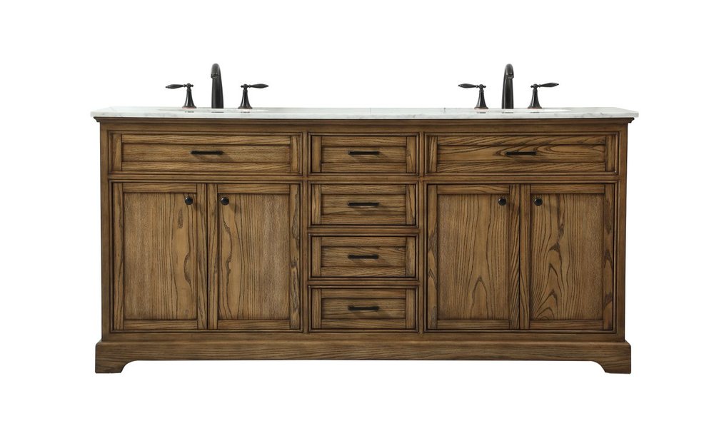 72 Inch Double Bathroom Vanity in Driftwood