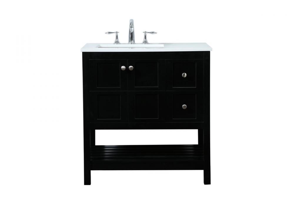 32 inch Single bathroom vanity in black