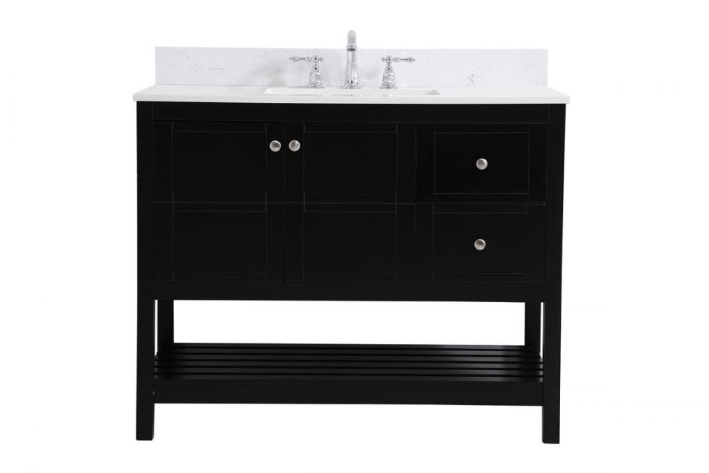 42 Inch Single Bathroom Vanity in Black with Backsplash