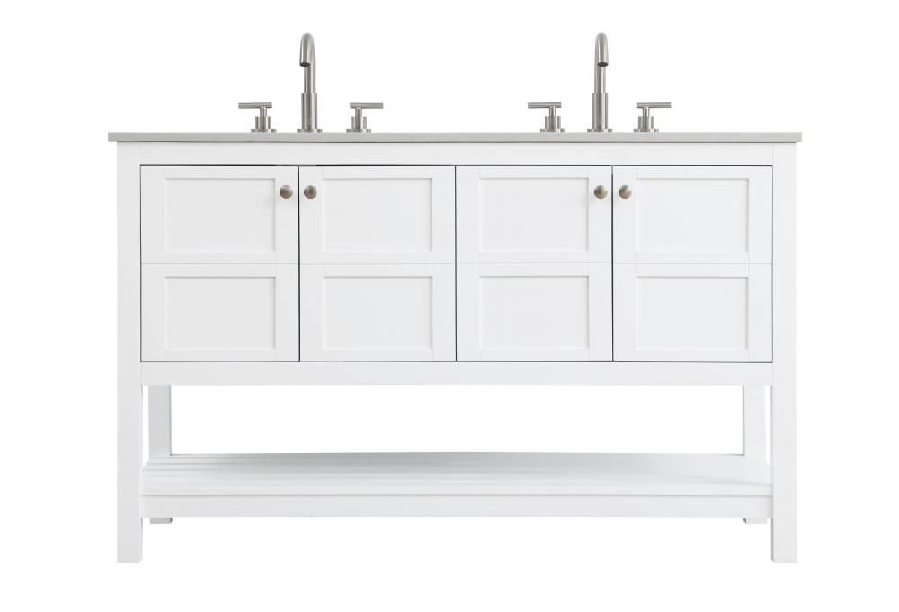 54 inch Double Bathroom Vanity in White