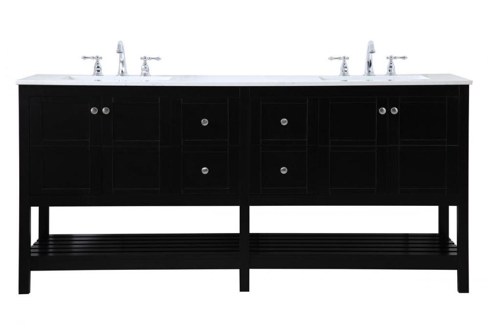 72 Inch Double Bathroom Vanity in Black