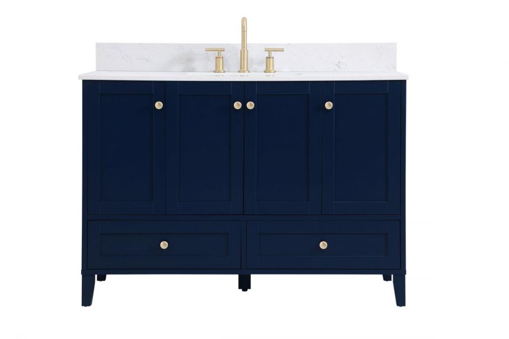 48 inch Single Bathroom Vanity in Blue with Backsplash