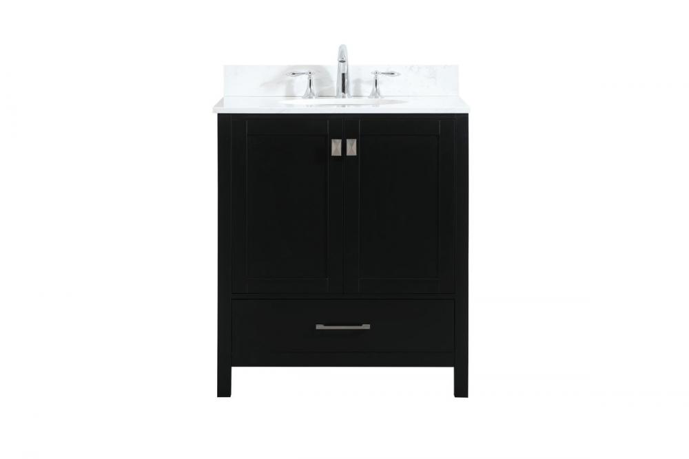 30 Inch Single Bathroom Vanity in Black with Backsplash