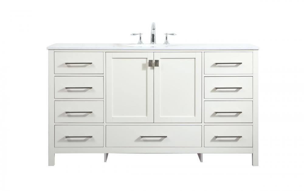 60 Inch Single Bathroom Vanity in White