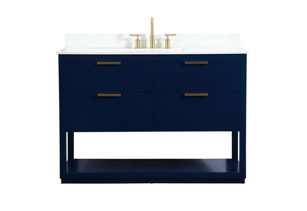 48 inch Single bathroom vanity in blue with backsplash