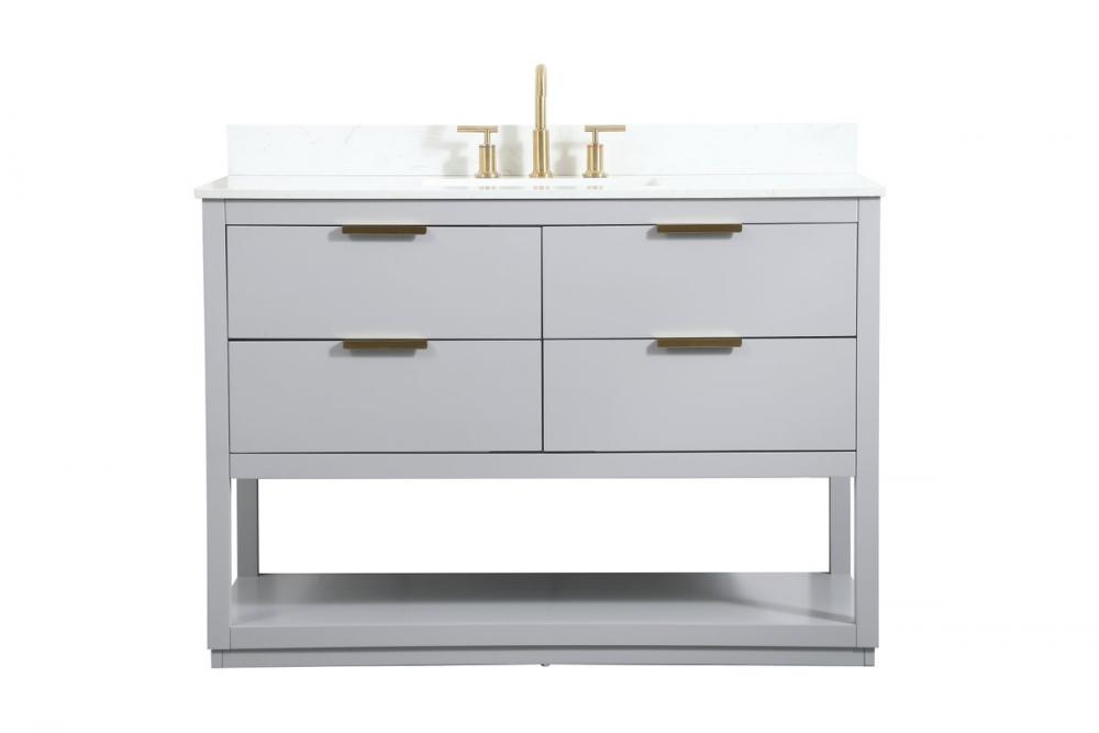 48 Inch Single Bathroom Vanity in Grey with Backsplash