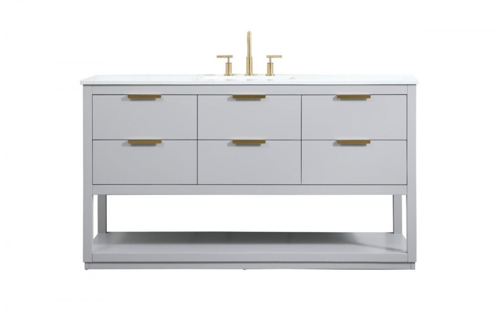 60 inch Single bathroom vanity in grey