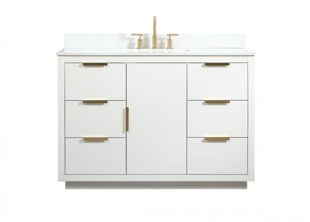 48 Inch Single Bathroom Vanity in White with Backsplash