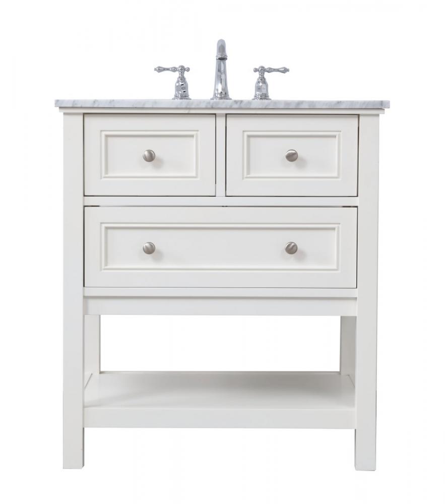 30 in. Single bathroom vanity set in White