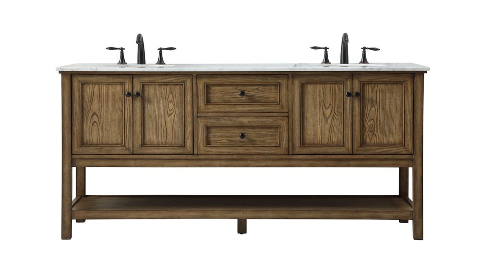 72 Inch Double Bathroom Vanity in Driftwood