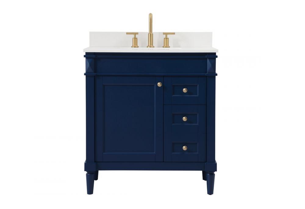 32 Inch Single Bathroom Vanity in Blue with Backsplash