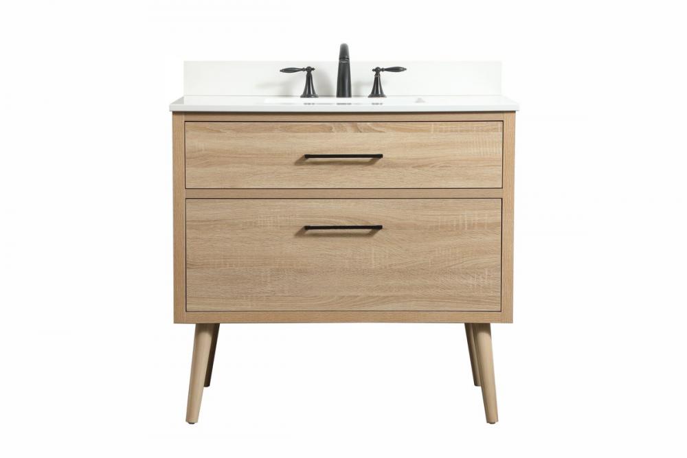 36 Inch Single Bathroom Vanity in Mango Wood with Backsplash