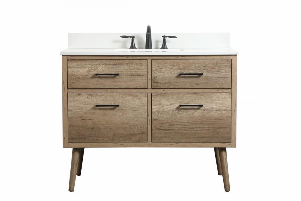 42 Inch Single Bathroom Vanity in Natural Oak with Backsplash