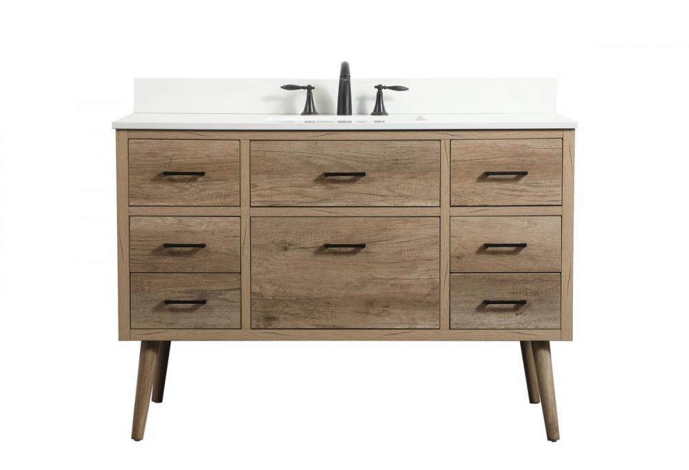 48 Inch Single Bathroom Vanity in Natural Oak with Backsplash