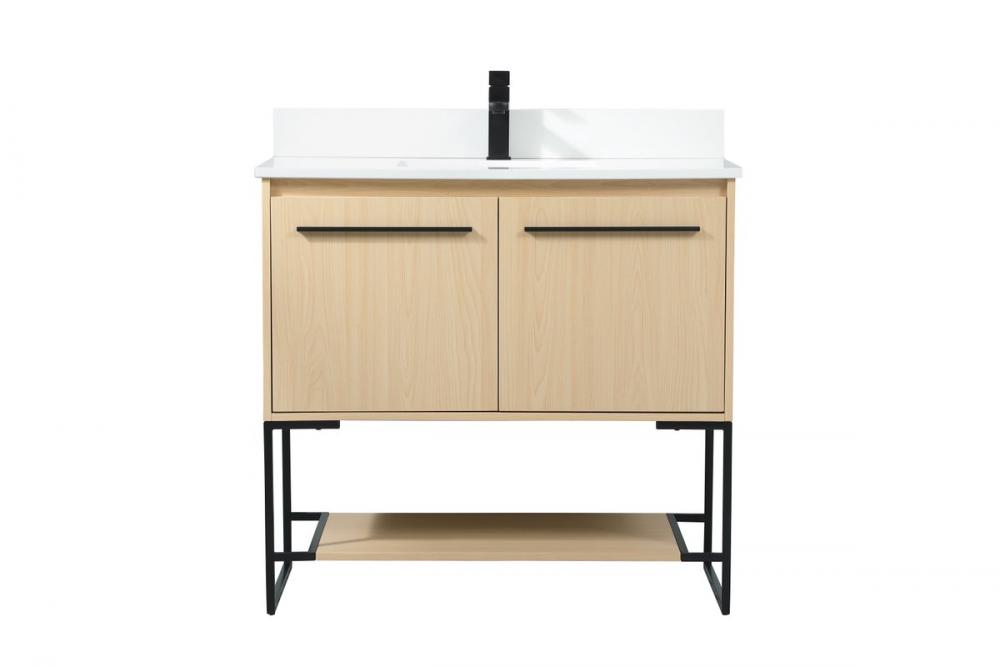 36 Inch Single Bathroom Vanity in Maple with Backsplash